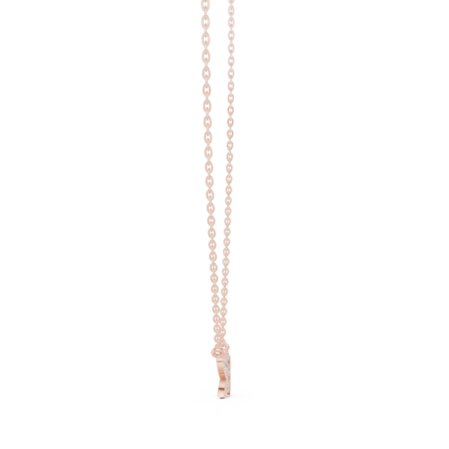 Front View: Round Diamond Necklace with Prong Setting in 14k Rose Gold - Lab Grown - Driona Jewels