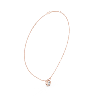 Front-View: Round Diamond Necklace with Prong Setting in 14k Rose Gold - Lab Grown - Driona Jewels