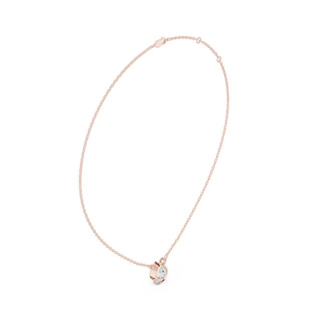 Front-View: Round Diamond Necklace with Prong Setting in 14k Rose Gold - Lab Grown - Driona Jewels