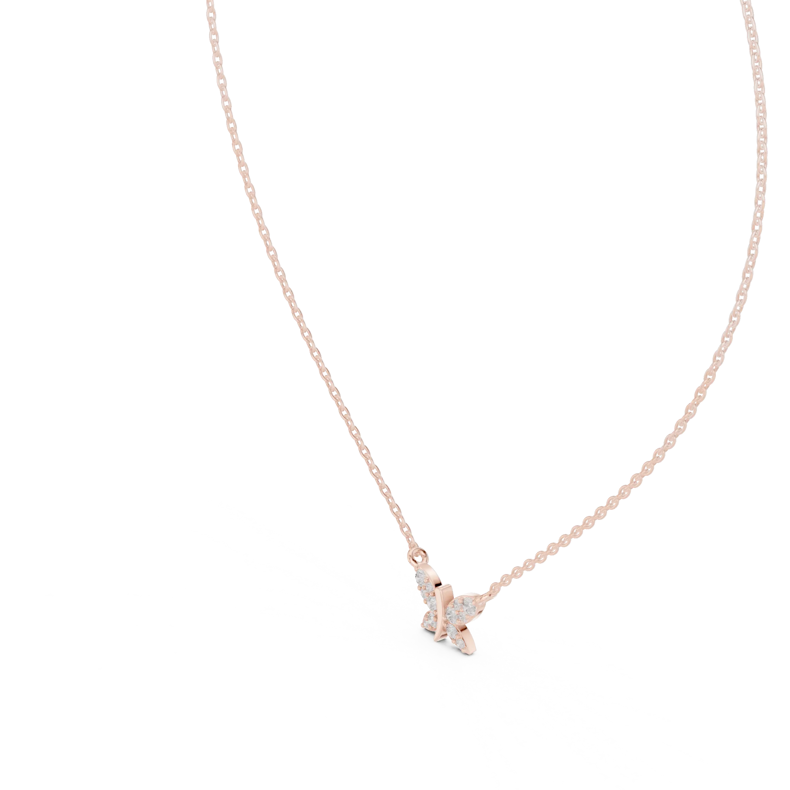 Front-View: Round Diamond Necklace with Prong Setting in 14k Rose Gold - Lab Grown - Driona Jewels