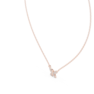 Front-View: Round Diamond Necklace with Prong Setting in 14k Rose Gold - Lab Grown - Driona Jewels