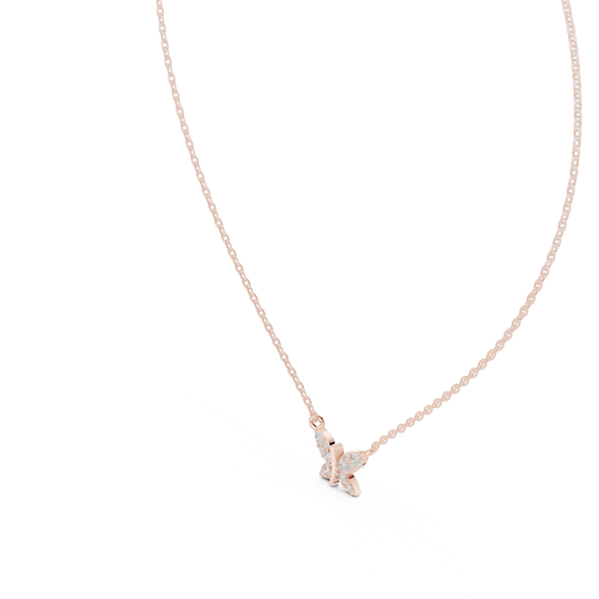 Front-View: Round Diamond Necklace with Prong Setting in 14k Rose Gold - Lab Grown - Driona Jewels