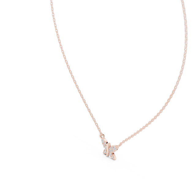 Front-View: Round Diamond Necklace with Prong Setting in 14k Rose Gold - Lab Grown - Driona Jewels