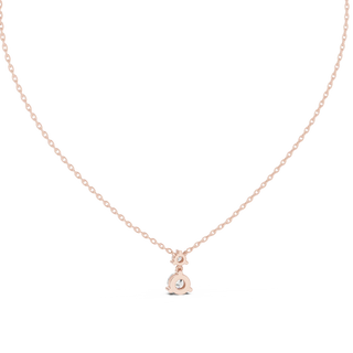 Front-view: Round Diamond Necklace with Prong Setting in 14k Rose Gold - Lab Grown - Driona Jewels