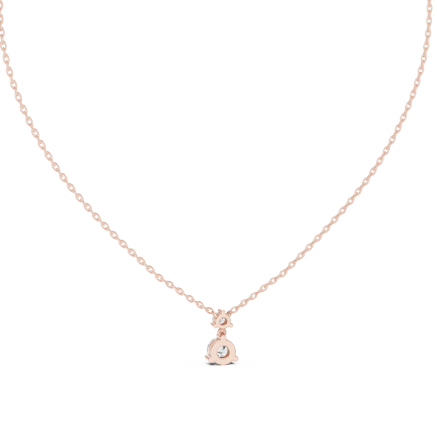 Front-view: Round Diamond Necklace with Prong Setting in 14k Rose Gold - Lab Grown - Driona Jewels