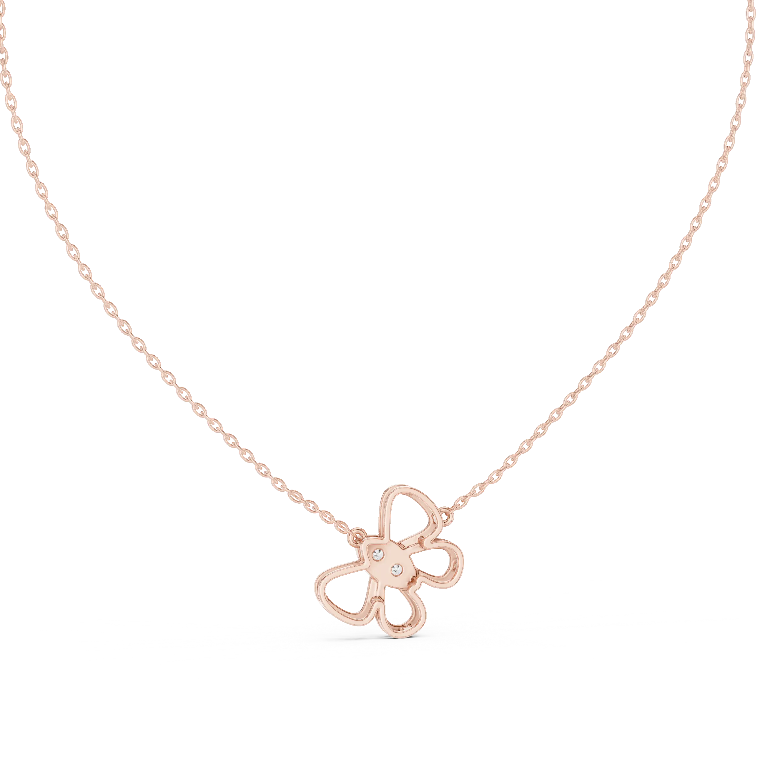 Front-View: Round Diamond Necklace with Prong Setting in 14k Rose Gold - Lab Grown - Driona Jewels