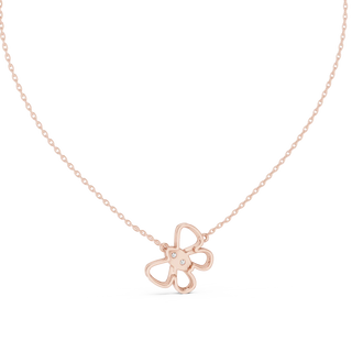 Front-View: Round Diamond Necklace with Prong Setting in 14k Rose Gold - Lab Grown - Driona Jewels