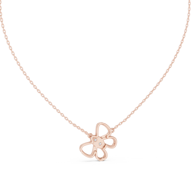 Front-View: Round Diamond Necklace with Prong Setting in 14k Rose Gold - Lab Grown - Driona Jewels