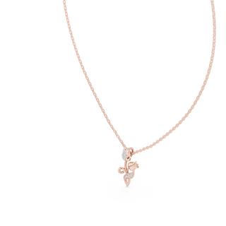 Front-View: Round Diamond Necklace with Prong Setting in 14k Rose Gold - Lab Grown - Driona Jewels