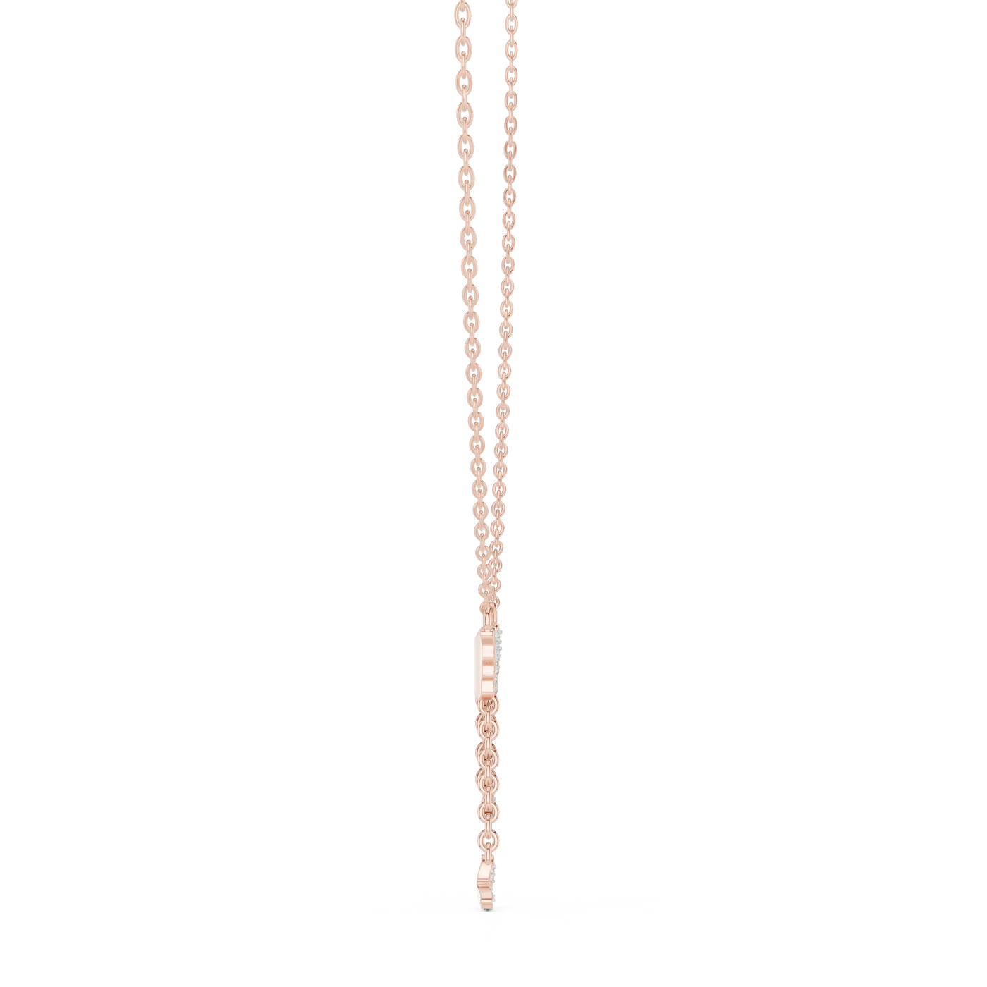 Front View: Round Diamond Necklace with Prong Setting in 14k Rose Gold - Lab Grown - Driona Jewels