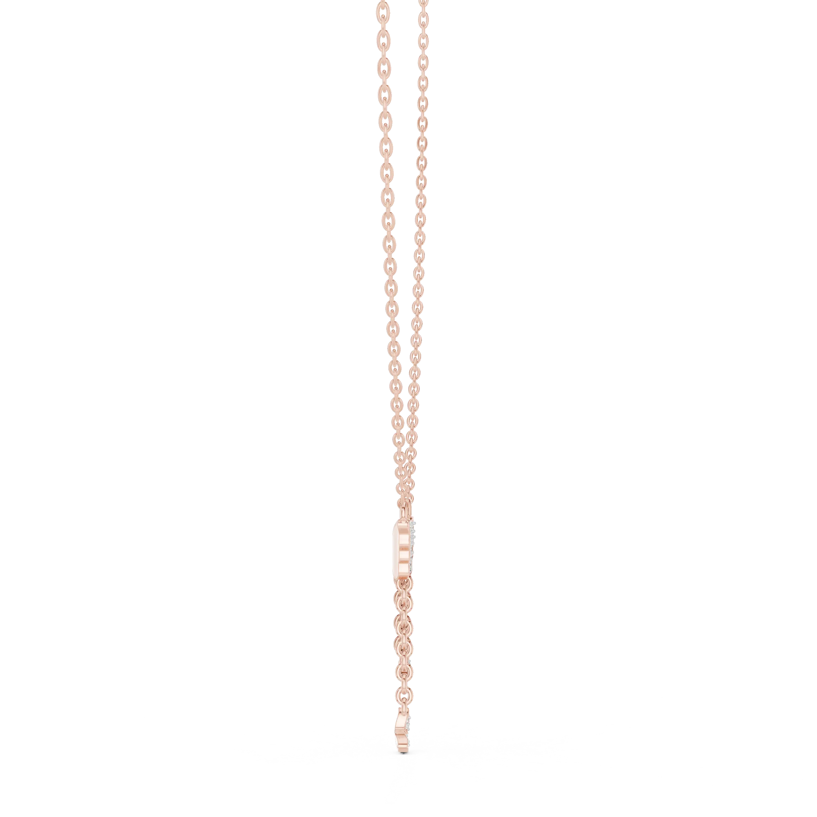 Front View: Round Diamond Necklace with Prong Setting in 14k Rose Gold - Lab Grown - Driona Jewels