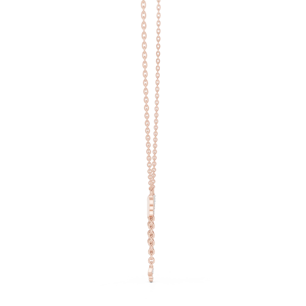 Front View: Round Diamond Necklace with Prong Setting in 14k Rose Gold - Lab Grown - Driona Jewels