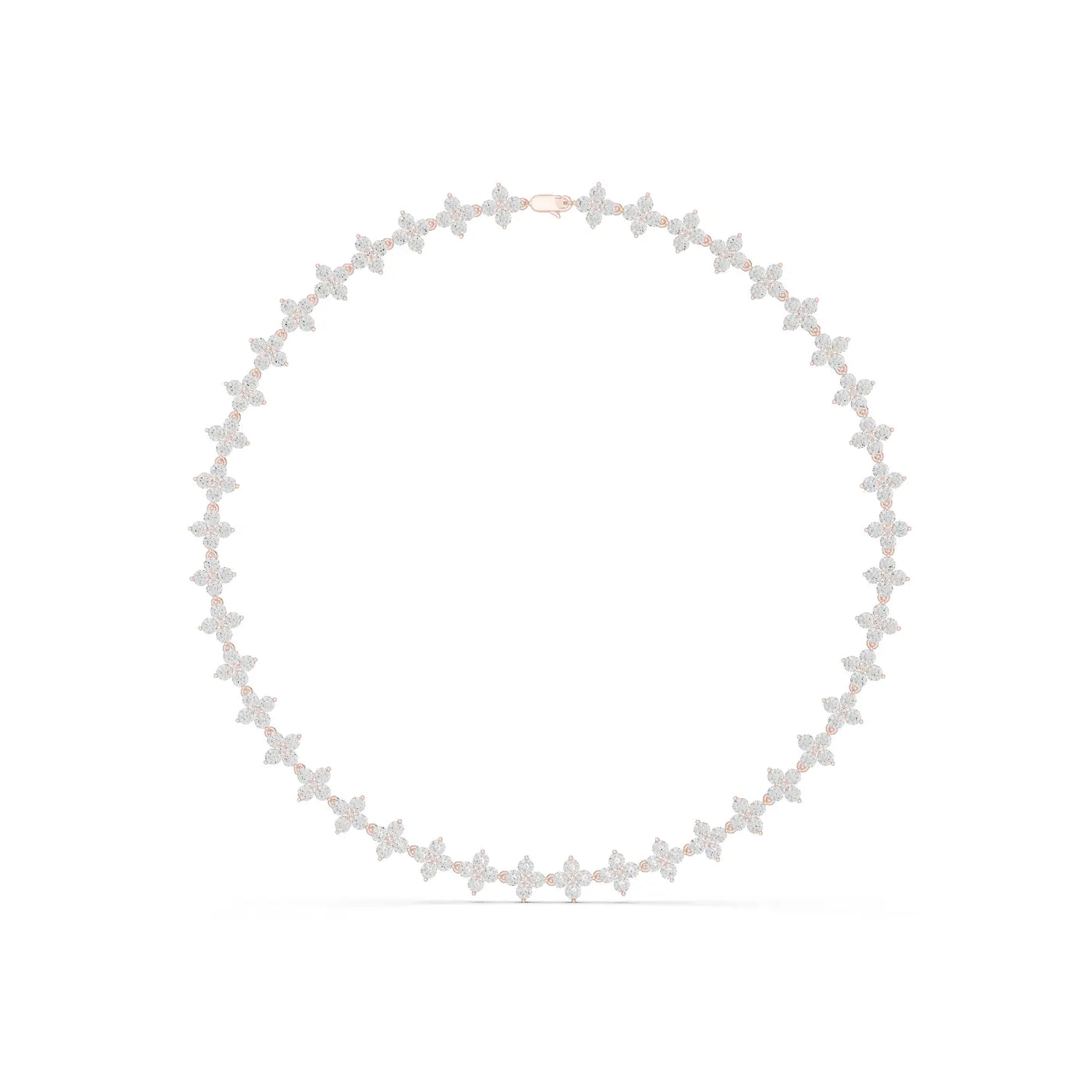 Front View: Round Diamond Necklace with Prong Setting in 14k Rose Gold - Lab Grown - Driona Jewels