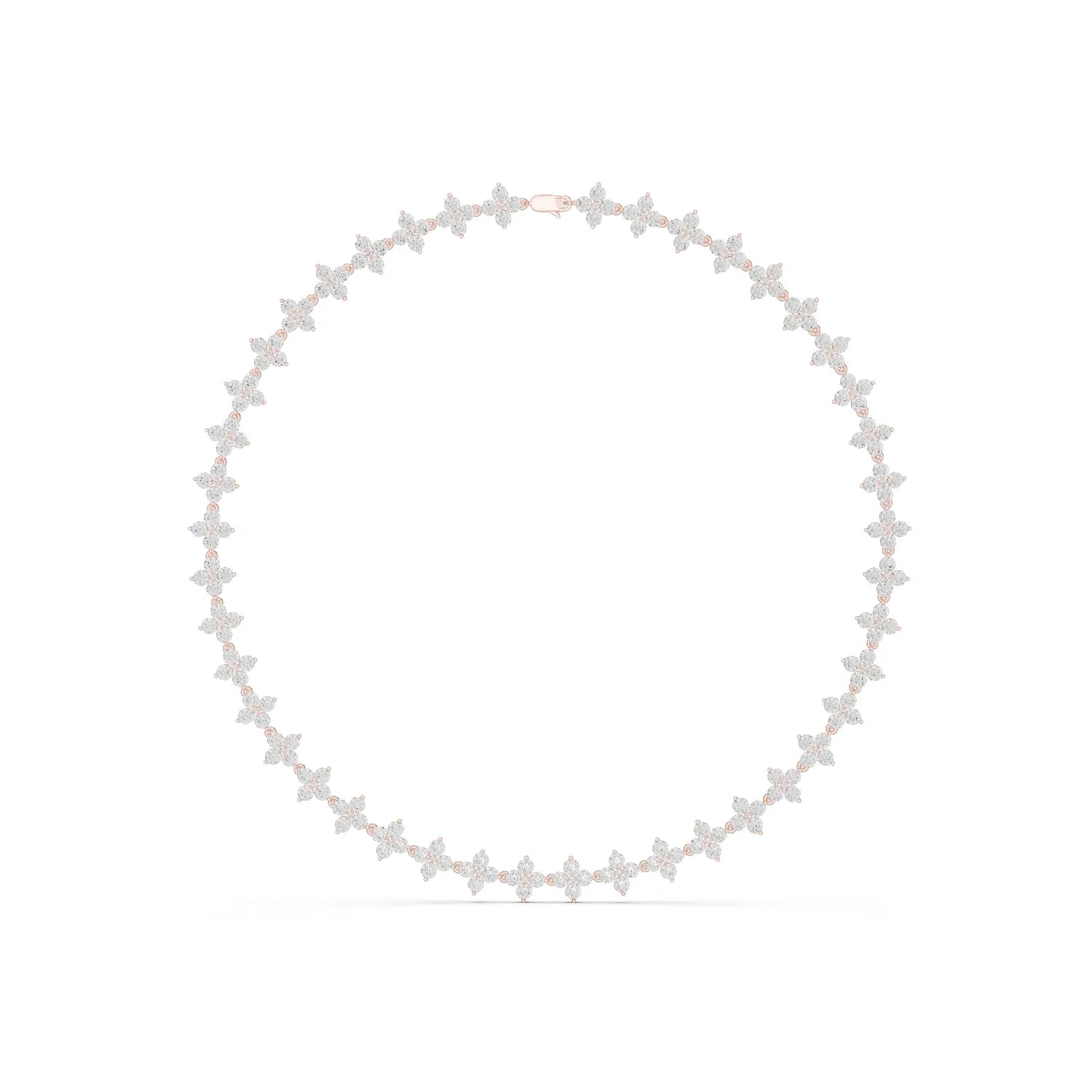 Front View: Round Diamond Necklace with Prong Setting in 14k Rose Gold - Lab Grown - Driona Jewels