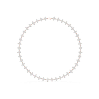 Front View: Round Diamond Necklace with Prong Setting in 14k Rose Gold - Lab Grown - Driona Jewels