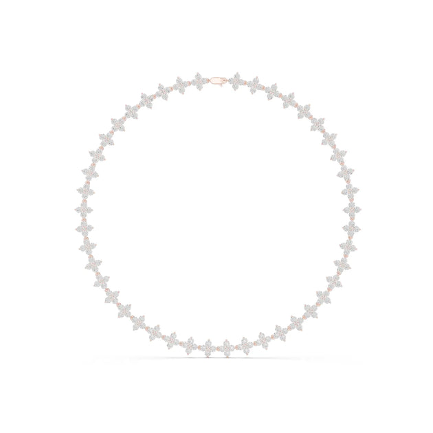 Front View: Round Diamond Necklace with Prong Setting in 14k Rose Gold - Lab Grown - Driona Jewels