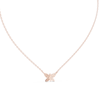 Front-View: Round Diamond Necklace with Prong Setting in 14k Rose Gold - Lab Grown - Driona Jewels