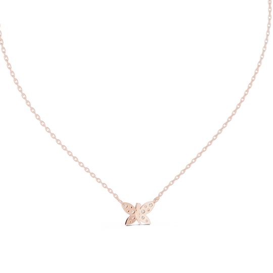 Front-View: Round Diamond Necklace with Prong Setting in 14k Rose Gold - Lab Grown - Driona Jewels