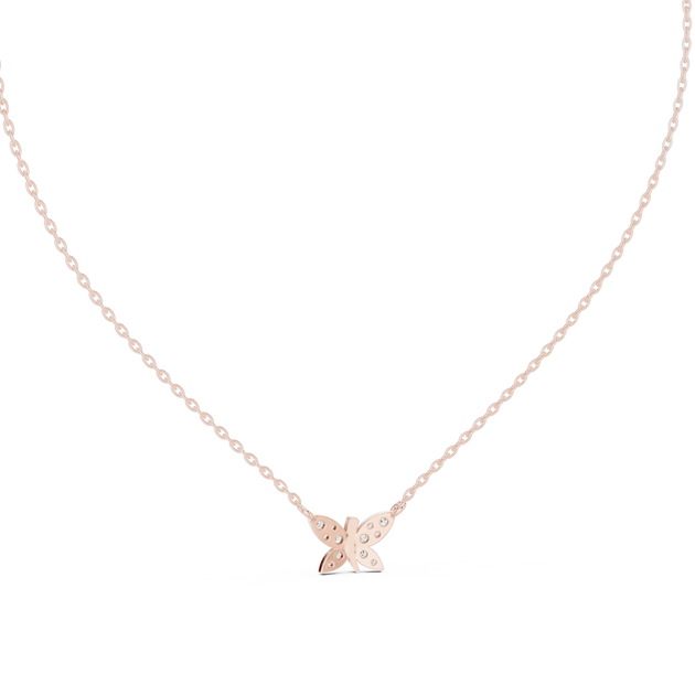 Front-View: Round Diamond Necklace with Prong Setting in 14k Rose Gold - Lab Grown - Driona Jewels