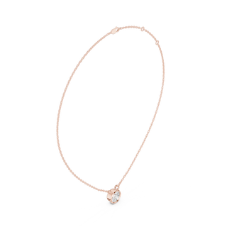 Front-view: Round Diamond Necklace with Prong Setting in 14k Rose Gold - Lab Grown - Driona Jewels