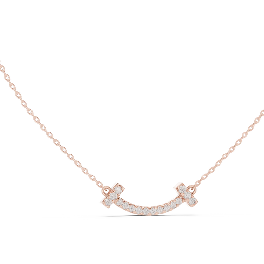 Front-View: Round Diamond Necklace with Prong Setting in 14k Rose Gold - Lab Grown - Driona Jewels