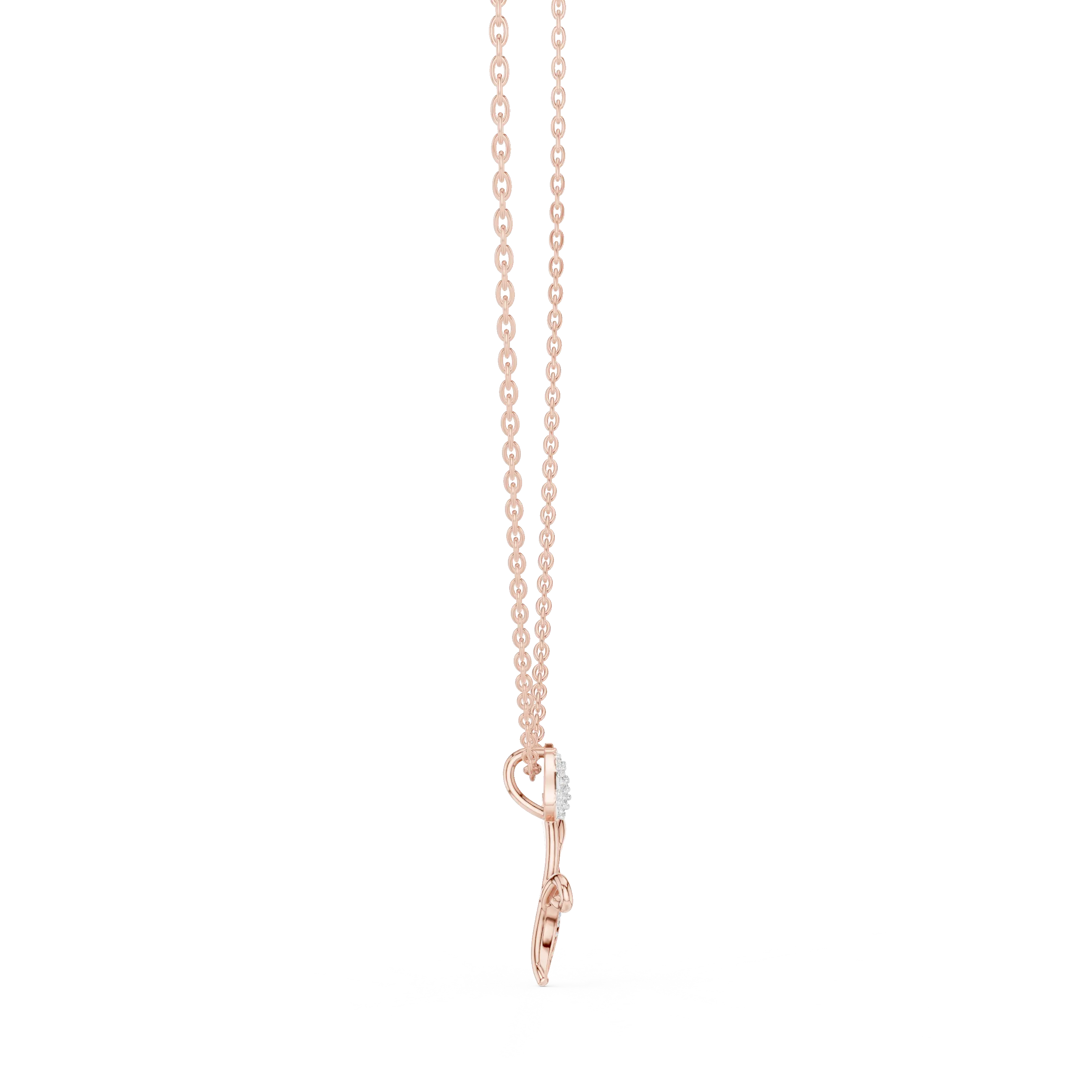 Front-View: Round Diamond Necklace with Prong Setting in 14k Rose Gold - Lab Grown - Driona Jewels