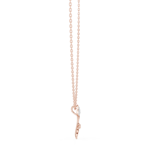 Front-View: Round Diamond Necklace with Prong Setting in 14k Rose Gold - Lab Grown - Driona Jewels