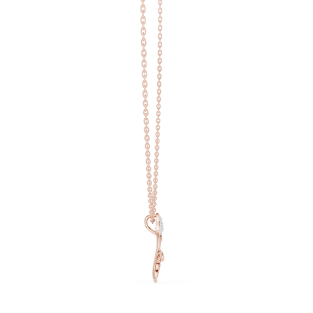 Front-View: Round Diamond Necklace with Prong Setting in 14k Rose Gold - Lab Grown - Driona Jewels