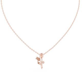 Front-View: Round Diamond Necklace with Prong Setting in 14k Rose Gold - Lab Grown - Driona Jewels
