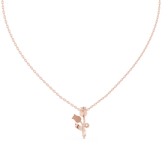 Front-View: Round Diamond Necklace with Prong Setting in 14k Rose Gold - Lab Grown - Driona Jewels