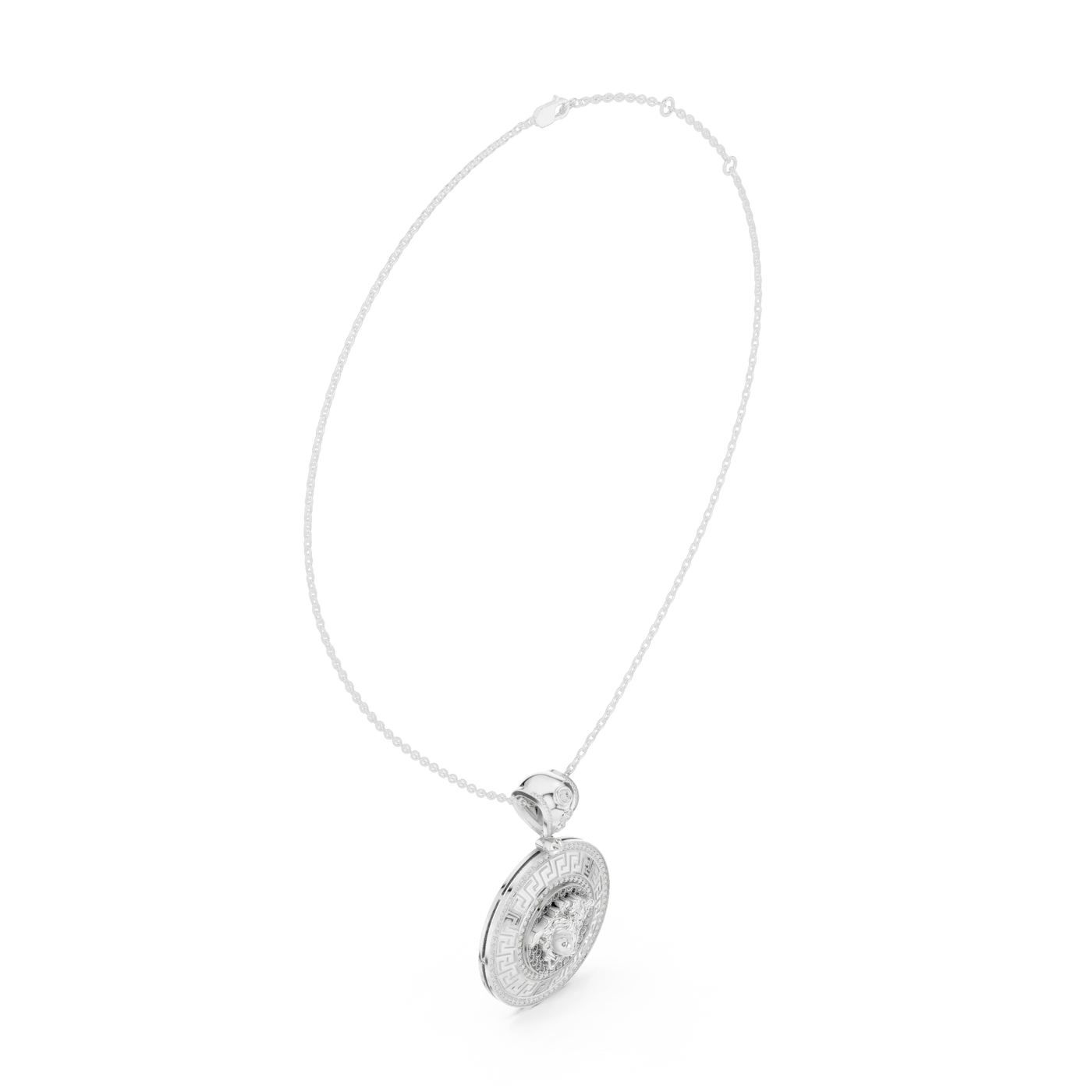 Front-View: Round Diamond Necklace with Prong Setting in 925 Silver - Lab Grown - Driona Jewels