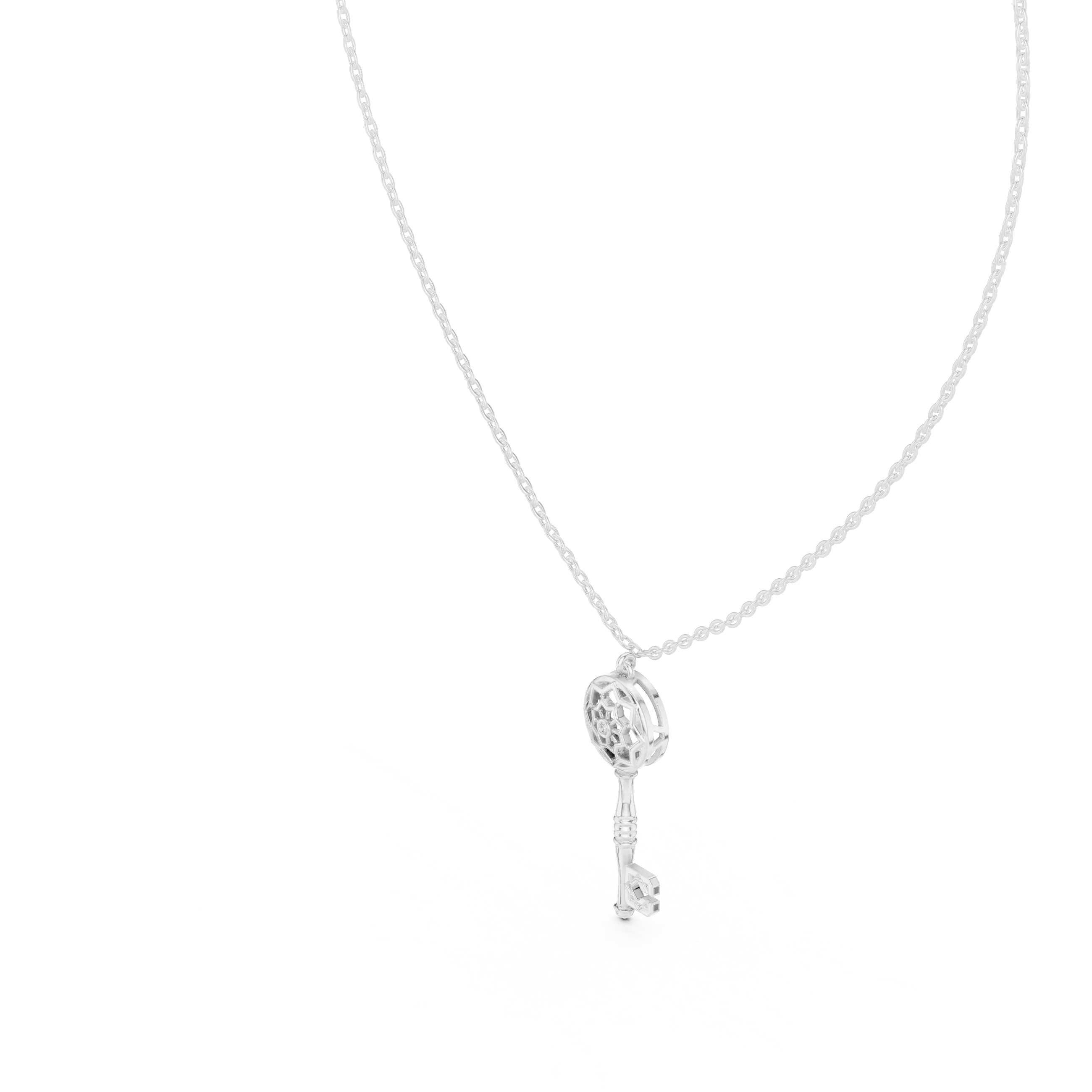 Front-view: Round Diamond Necklace with Prong Setting in 925 Silver - Lab Grown - Driona Jewels
