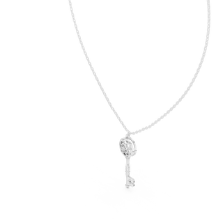 Front-view: Round Diamond Necklace with Prong Setting in 925 Silver - Lab Grown - Driona Jewels