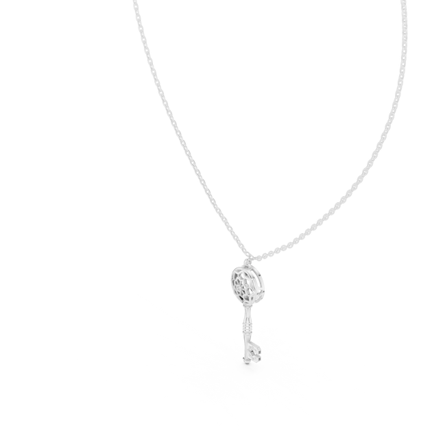 Front-view: Round Diamond Necklace with Prong Setting in 925 Silver - Lab Grown - Driona Jewels