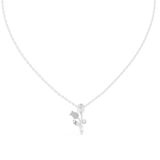 Front-view: Round Diamond Necklace with Prong Setting in 14k White Gold - Lab Grown - Driona Jewels