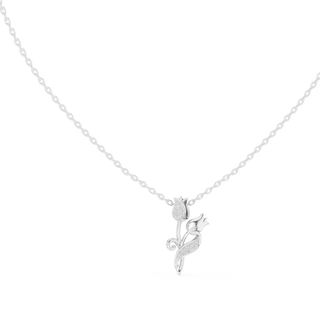Front-view: Round Diamond Necklace with Prong Setting in 14k White Gold - Lab Grown - Driona Jewels