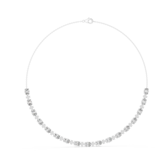 Front-View: Round Diamond Necklace with Prong Setting in 14k White Gold - Lab Grown - Driona Jewels