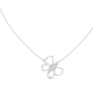 Front-View: Round Diamond Necklace with Prong Setting in 14k White Gold - Lab Grown - Driona Jewels