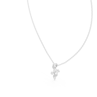 Front-view: Round Diamond Necklace with Prong Setting in 14k White Gold - Lab Grown - Driona Jewels