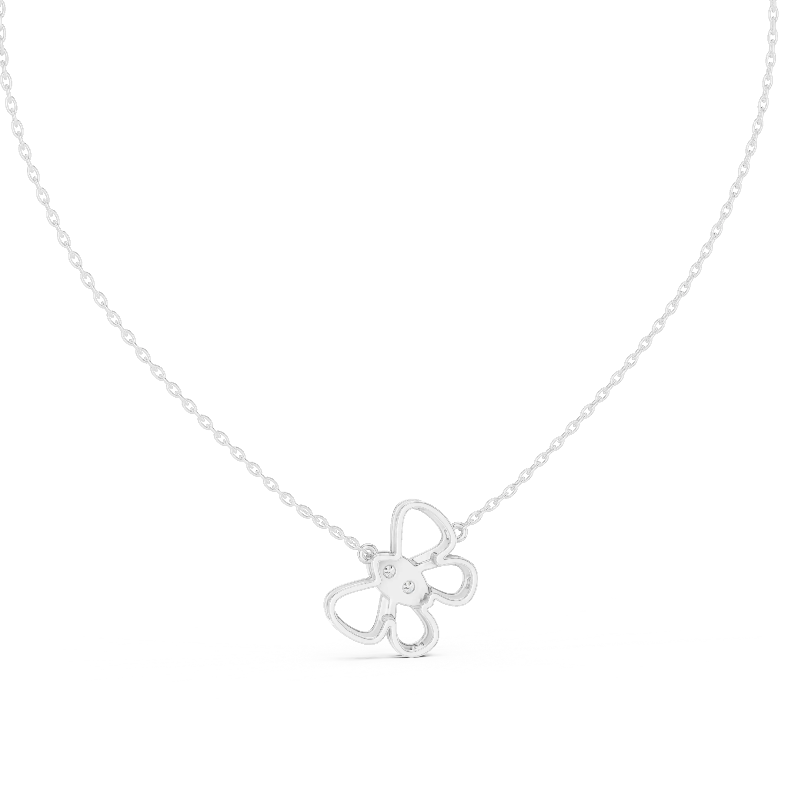Front-View: Round Diamond Necklace with Prong Setting in 14k White Gold - Lab Grown - Driona Jewels