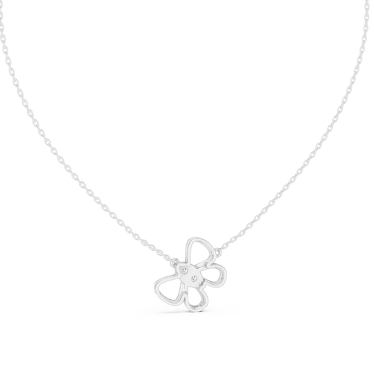 Front-View: Round Diamond Necklace with Prong Setting in 14k White Gold - Lab Grown - Driona Jewels