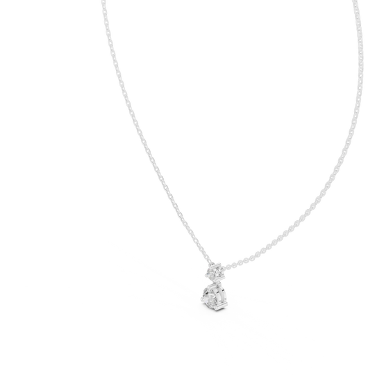 Front-view: Round Diamond Necklace with Prong Setting in 14k White Gold - Lab Grown - Driona Jewels
