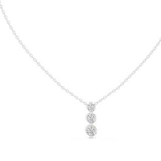 Front View: Round Diamond Necklace with Prong Setting in 14k White Gold - Lab Grown - Driona Jewels