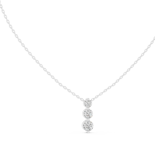 Front View: Round Diamond Necklace with Prong Setting in 14k White Gold - Lab Grown - Driona Jewels