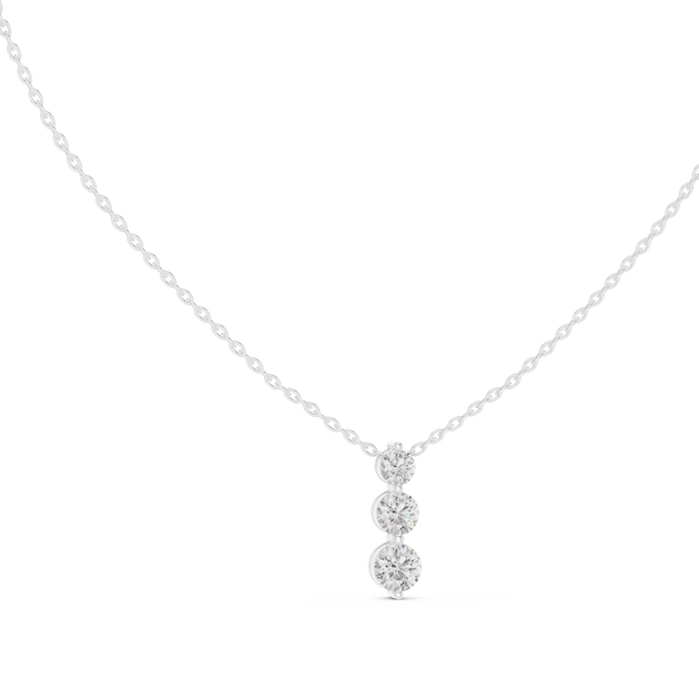 Front View: Round Diamond Necklace with Prong Setting in 14k White Gold - Lab Grown - Driona Jewels