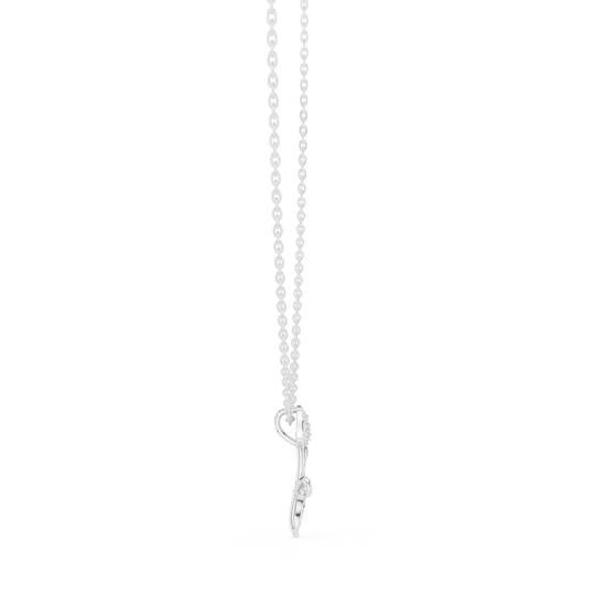 Front-View: Round Diamond Necklace with Prong Setting in 14k White Gold - Lab Grown - Driona Jewels