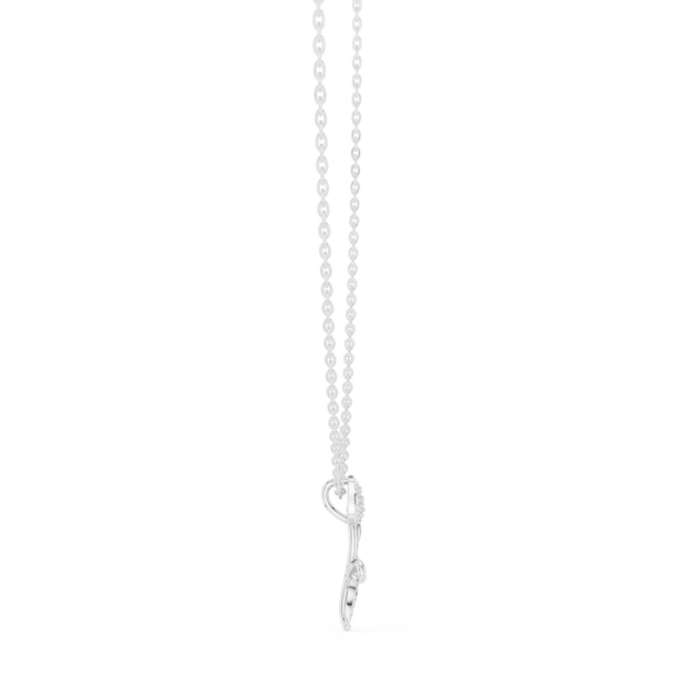 Front-View: Round Diamond Necklace with Prong Setting in 14k White Gold - Lab Grown - Driona Jewels