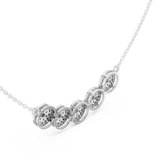 Three-quarter View: Round Diamond Necklace with Prong Setting in 14k White Gold - Lab Grown - Driona Jewels