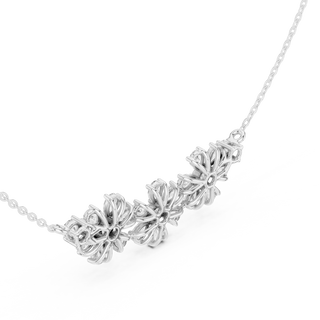 Three-quarter-view: Round Diamond Necklace with Prong Setting in 14k White Gold - Lab Grown - Driona Jewels