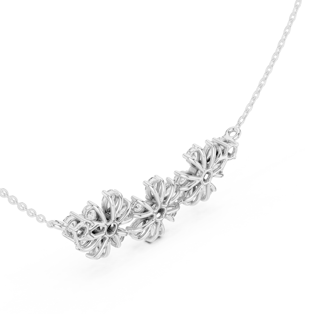 Three-quarter-view: Round Diamond Necklace with Prong Setting in 14k White Gold - Lab Grown - Driona Jewels